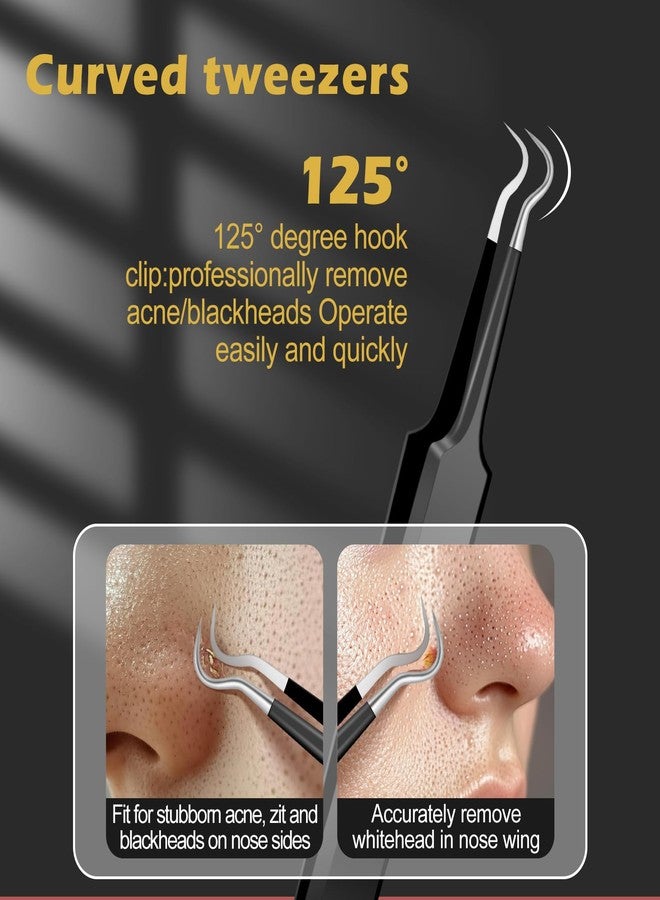 WSYUB Professional Blackhead Tweezers and Ingrown Hair Tweezers, Stainless Steel Blackhead Remover Tools, Tweezer for Women Facial Hair - Image 3